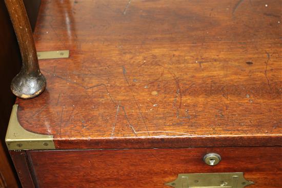 A military Victorian mahogany chest (no feet) W.96cm